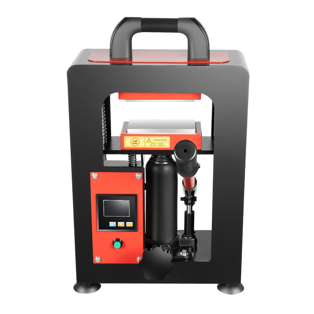 5 Ton Portable Hydraulic Heat Press Machine Dual Heating Plate, Red/Black